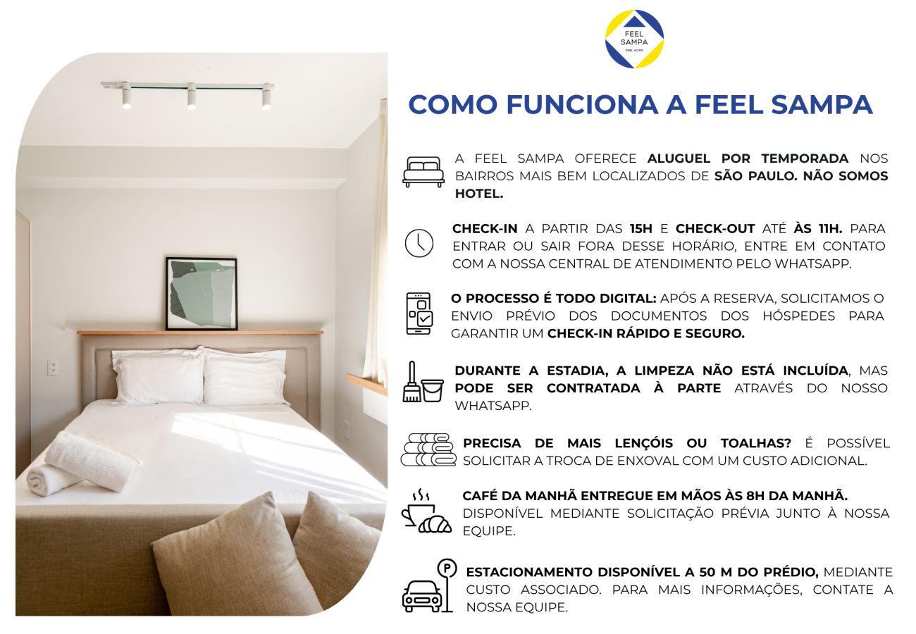 Estúdio em São Paulo - Paraíso Paulista Corporate Flat by Feel Sampa